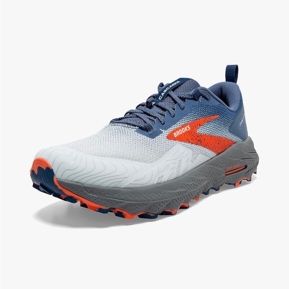 Brooks Men’s Cascadia 17 Trail Running Shoe Blue and Orange Running Shoessz 9.5